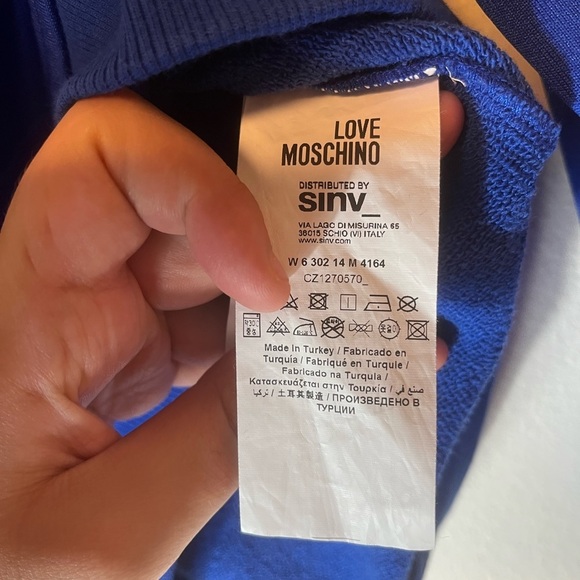 Love Moschino Girls Cotton Blue Crew Neck Sweatshirt Size 6 - Picture 4 of 7